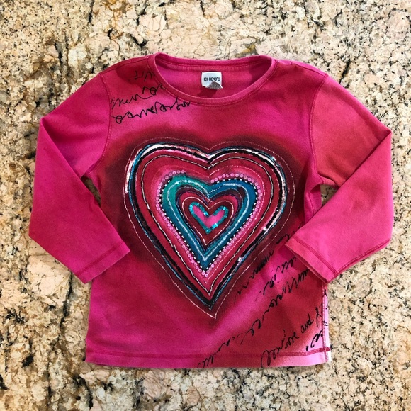 CHICO’S 💗 Beaded Sequined Heart Script Lettering Tee 3/4 Sleeve 🩷💗❤️🩵💚 - Picture 4 of 12